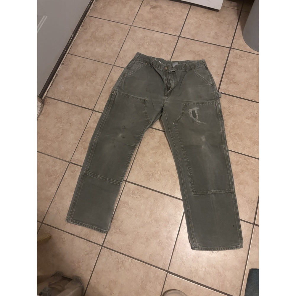 90's Vintage Carhartt Men's Double Knee Pants 36x30 Gray, Workwear 102802-029